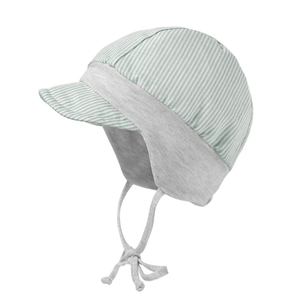 Maximo -BABY-Schildmütze Jerseybund/ Leinenmischung hellmenthe-weiß-streifen